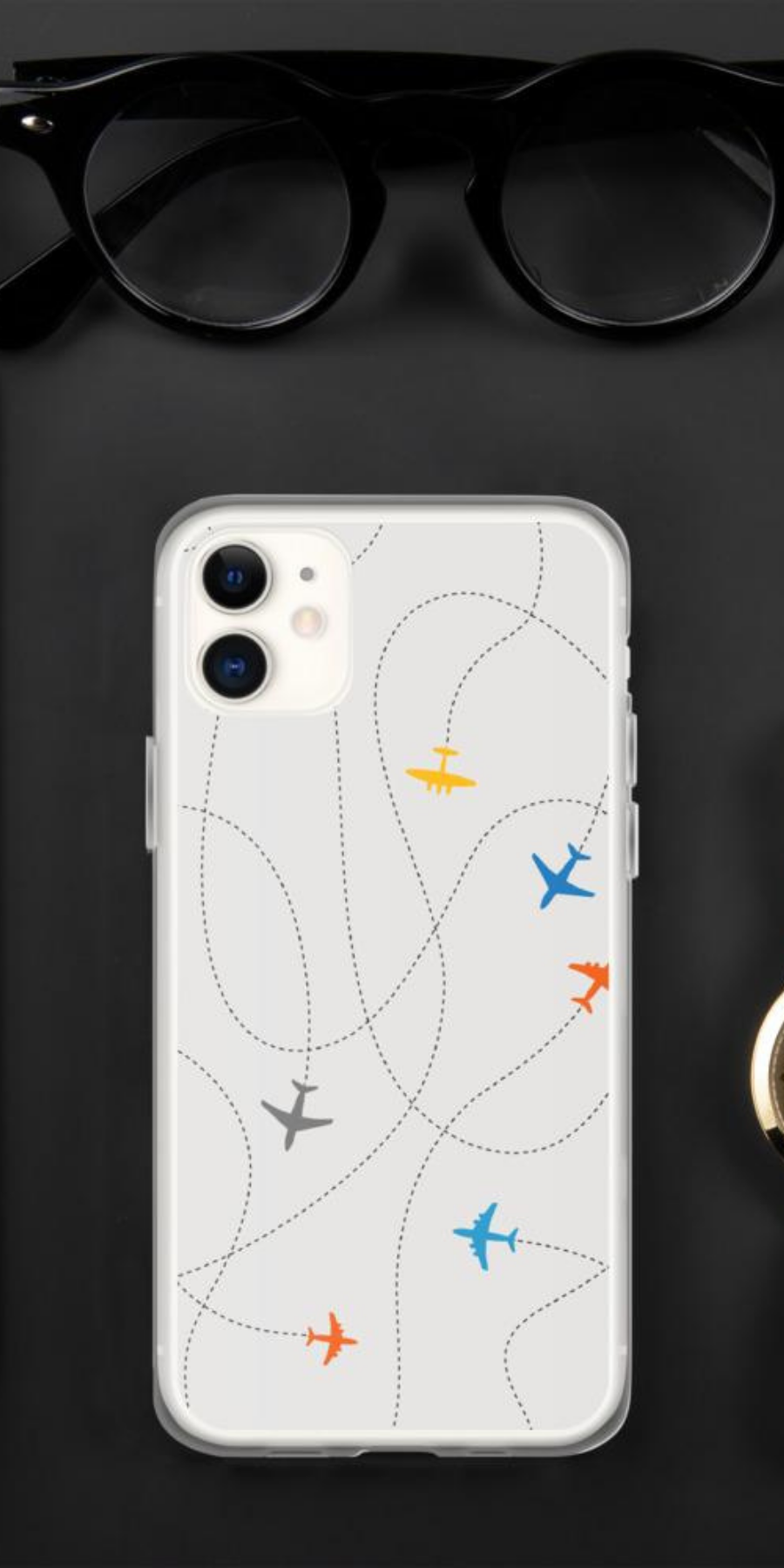 white phone case with small airplanes