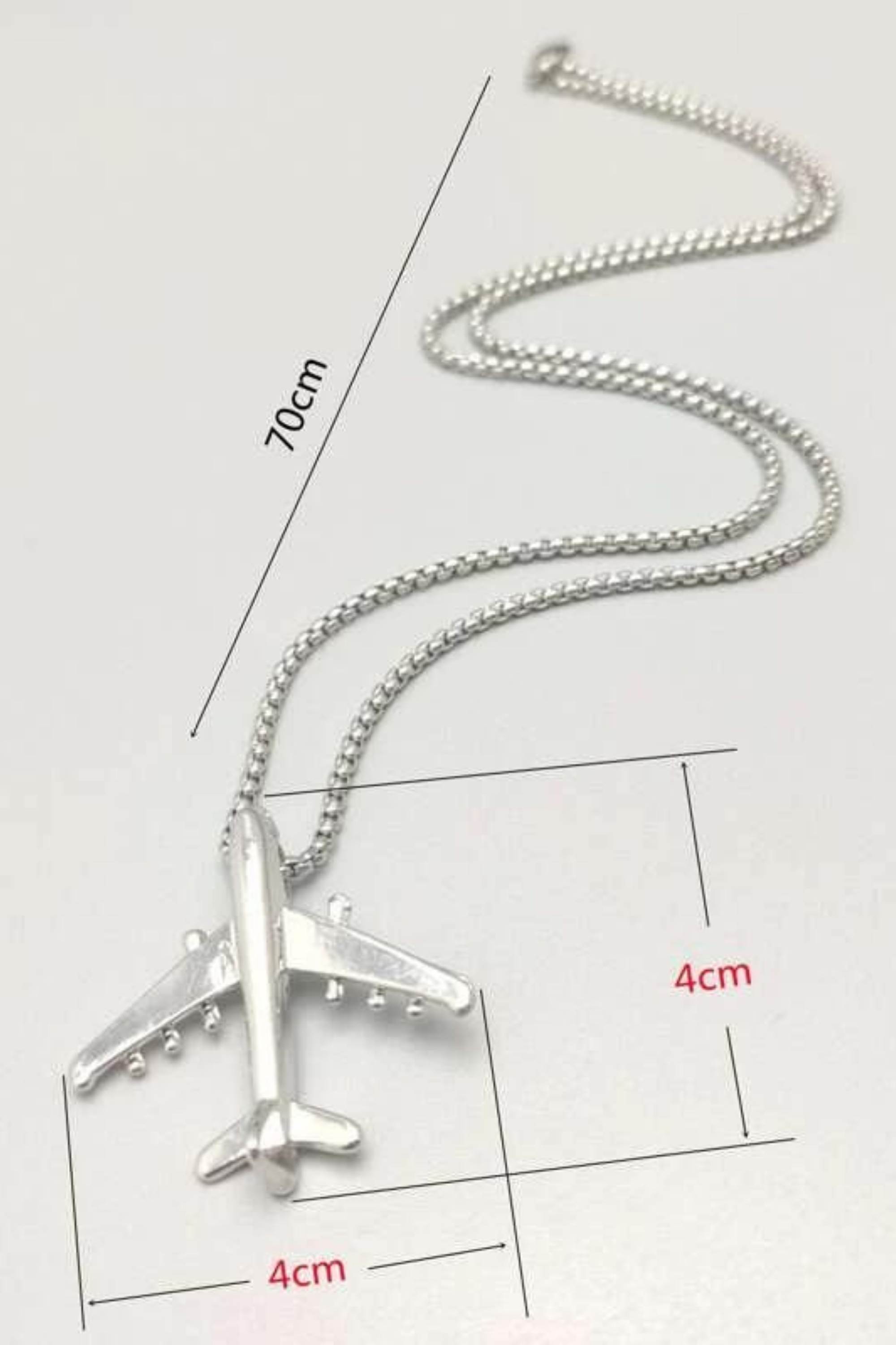 Silver Airplane Necklace