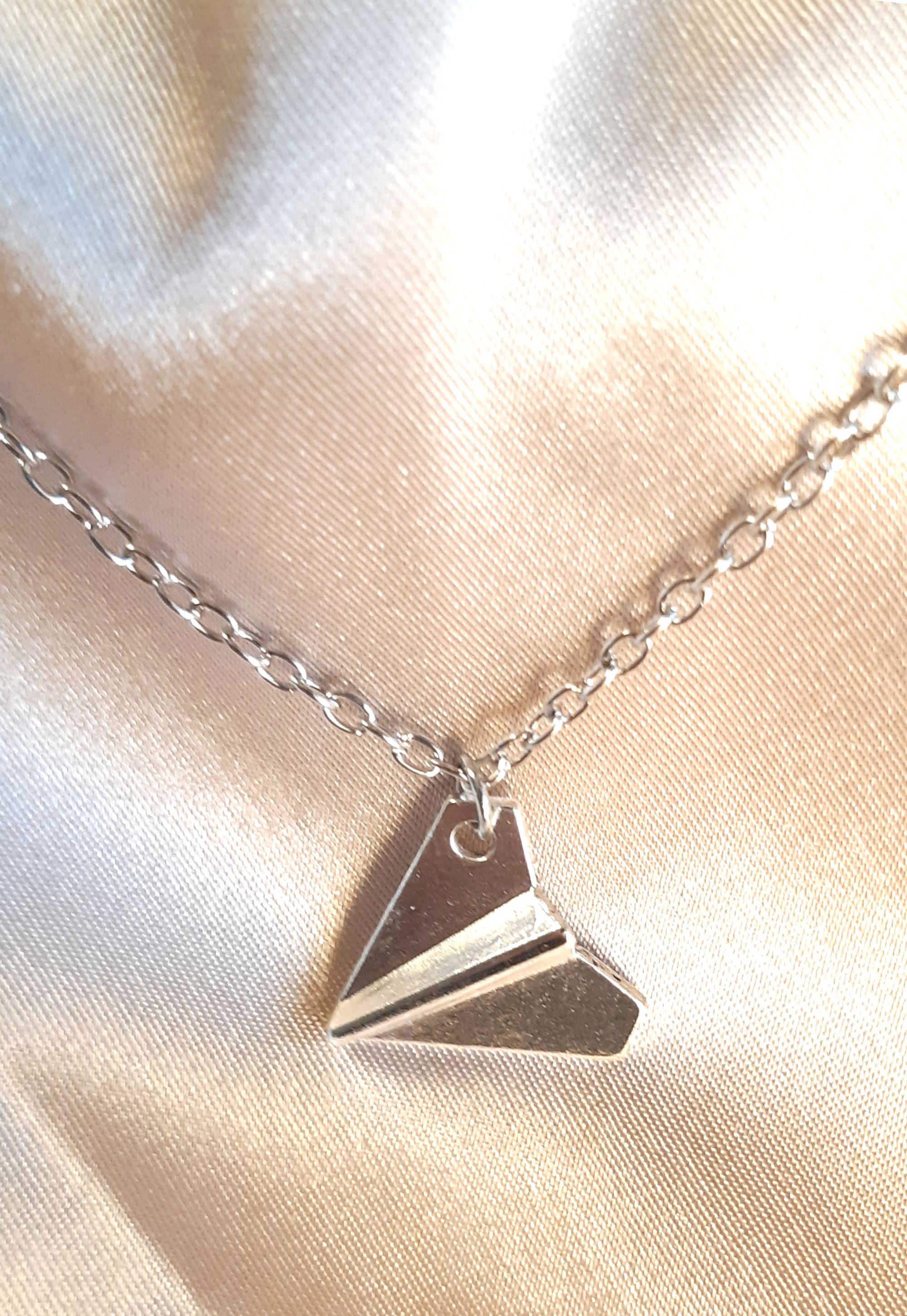 Silver Paper Airplane Necklace